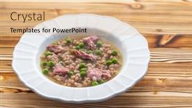  Presentation with peas - Theme enhanced with smoked-meat-with-groats background and a lemonade colored foreground