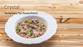  Presentation with peas - Slides having smoked-meat-with-groats background and a lemonade colored foreground