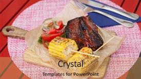  Presentation with ribs - Cool new slides with smoked pork ribs on restaurant backdrop and a yellow colored foreground