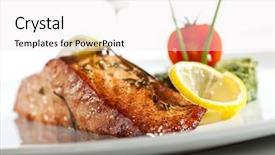  Presentation with smoked meat and cured meat - Beautiful slides featuring smoked salmon fillet with cheese backdrop and a sky blue colored foreground