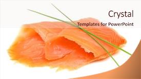  Presentation with salmon - Beautiful presentation design featuring smoked salmon on white background backdrop and a sky blue colored foreground