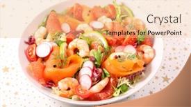  Presentation with shrimp - Cool new presentation theme with smoked-salmon-salad-with-shrimp backdrop and a coral colored foreground