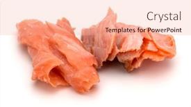  Presentation with salmon fish - Theme consisting of smoked-salmon-segments-isolated-over background and a coral colored foreground