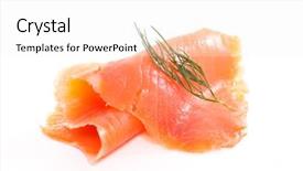  Presentation with salmon - Colorful slides enhanced with smoked salmon slice isolated backdrop and a white colored foreground