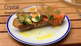  Presentation with salmon - PPT theme enhanced with smoked salmon soft boiled egg background and a gold colored foreground