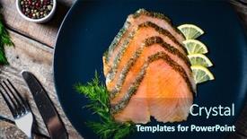  Presentation with lemon - Presentation theme having smoked-salmon-with-dill background and a navy blue colored foreground