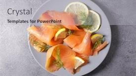  Presentation with salmon - Beautiful PPT theme featuring smoked-salmon-with-lemon backdrop and a light gray colored foreground
