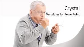  Presentation with cigar - Audience pleasing presentation theme consisting of smoker - senior smoking a cigar backdrop and a sky blue colored foreground