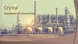  Presentation with tank - PPT layouts with smokestack - industrial landscape with chimneys tank background and a soft green colored foreground