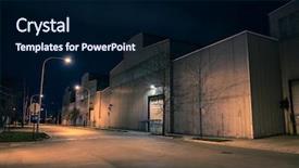  Presentation with city chicago - Audience pleasing slide set consisting of smokestack - industrial urban street city night backdrop and a navy blue colored foreground