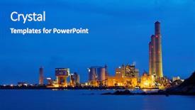  Presentation with station - Presentation design having smokestack - power station at night background and a teal colored foreground