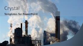  Presentation with pulp paper and mill - Slide set with smokestacks-in-a-paper-mill background and a light blue colored foreground