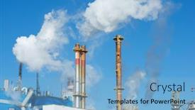  Presentation with spain - Slides having smokestacks-in-a-paper-mill background and a light blue colored foreground