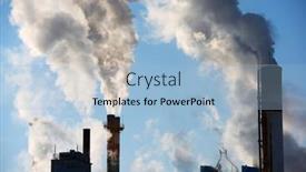  Presentation with pulp paper and mill - PPT theme with smokestacks-in-a-paper-mill background and a light blue colored foreground
