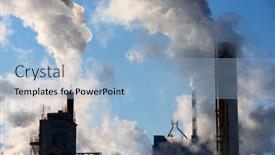  Presentation with spain - Slide set with smokestacks-in-a-paper-mill background and a light blue colored foreground