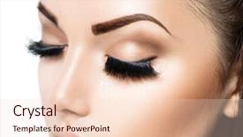  Presentation with beauty cosmetic - Presentation theme having smokey - beauty face makeup make up background and a lemonade colored foreground