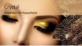  Presentation with dark vampire mouth makeup fashion - Theme having smokey - fashion glamour makeup glamor golden background and a yellow colored foreground