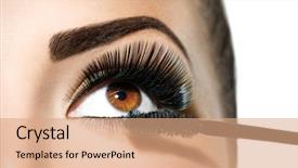  Presentation with eyelashes - Beautiful PPT layouts featuring smokey - mascara applying long lashes closeup backdrop and a coral colored foreground