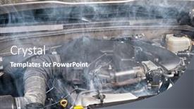  Presentation with car engine - Slide set with smokey-car-engine-shows-signs background and a gray colored foreground