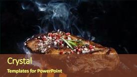  Presentation with beef - Cool new presentation theme with smoking - beef steak on grill isolated backdrop and a tawny brown colored foreground