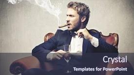  Presentation with champagne - Slide set featuring smoking - boss smokes cigar background and a tawny brown colored foreground