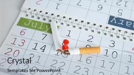  Presentation with cigarette - Beautiful PPT theme featuring smoking - broken cigarette pinned to calendar backdrop and a lemonade colored foreground