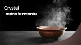 Presentation with ceramic - Beautiful presentation theme featuring smoking - ceramic bowl with hot liquid backdrop and a black colored foreground