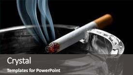  Presentation with cigarette - PPT layouts with smoking - closeup of cigarette on ashtray background and a dark gray colored foreground