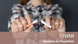  Presentation with cigarette - PPT theme enhanced with smoking - closeup view of woman breaking background and a coral colored foreground