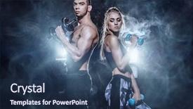  Presentation with young healthy people - Slides having smoking - couple of muscular young people background and a ocean colored foreground