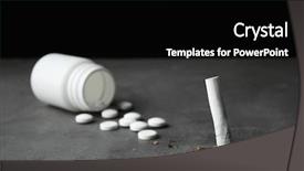  Presentation with cigarette - PPT theme having smoking - damaged cigarette and pills background and a black colored foreground