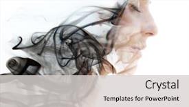  Presentation with photograph - Audience pleasing PPT theme consisting of smoking - double exposure photograph backdrop and a light gray colored foreground