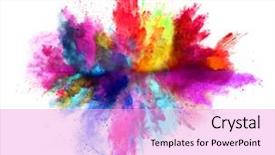  Presentation with explosion - Slide deck having smoking - explosion of colored powder isolated background and a lavender colored foreground