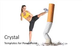  Presentation with cigarette - Cool new presentation theme with smoking - girl kicking a cigarette butt backdrop and a white colored foreground