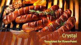  Presentation with smoking - Theme with smoking - grilled sausage on the flaming background and a tawny brown colored foreground