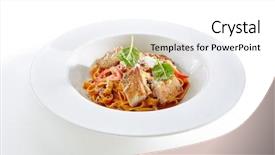  Presentation with pasta restaurant - Slide set featuring smoking - homemade tagliatelle with crispy chicken background and a white colored foreground