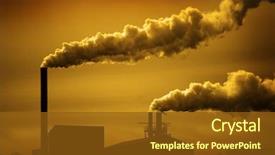  Presentation with power plant - Presentation enhanced with smoking - pollution and smoke from chimneys background and a tawny brown colored foreground