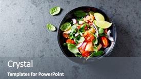  Presentation with baby food - PPT theme featuring smoking - salmon salad with spinach cherry background and a gray colored foreground