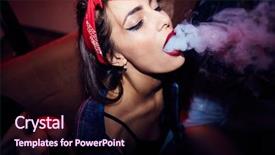  Presentation with vaping - Audience pleasing PPT theme consisting of smoking - sensual young girl vaping backdrop and a wine colored foreground