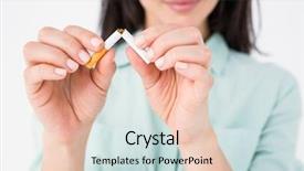  Presentation with cigarette - Colorful PPT theme enhanced with smoking - smiling woman snapping cigarette backdrop and a lemonade colored foreground