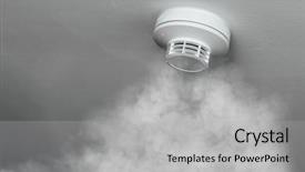  Presentation with fire alarm - Slide set consisting of smoking - smoke detector fire alarm background and a light gray colored foreground