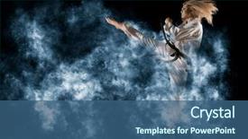 Presentation with taekwondo - Cool new PPT layouts with smoking - woman in kimono practicing taekwondo backdrop and a ocean colored foreground
