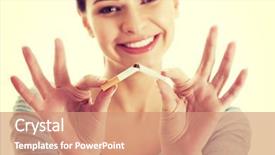  Presentation with cigarette - Beautiful presentation design featuring smoking - young beautiful woman holding broken backdrop and a coral colored foreground