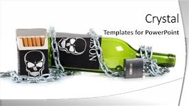  Presentation with cigarettes - Presentation theme having smoking alcohol - color photo of pile background and a white colored foreground