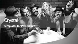  Presentation with females - Audience pleasing presentation theme consisting of smoking black - group of caucasian prime adult backdrop and a dark gray colored foreground