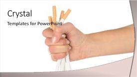  Presentation with crushing - Beautiful slide set featuring smoking cessation - human hand crushing cigarettes backdrop and a white colored foreground