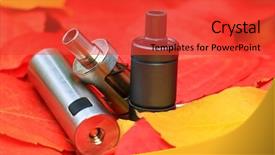  Presentation with electronic - PPT theme featuring smoking cessation - metalic electronic cigarette background and a red colored foreground