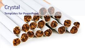  Presentation with cigarettes - PPT theme with smoking cigarettes isolated on the white background background and a sky blue colored foreground