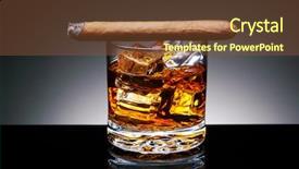  Presentation with cigar - Beautiful presentation theme featuring smoking drinking - closeup of a lit cigar backdrop and a tawny brown colored foreground