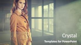  Presentation with cinema - Slide deck featuring smoking free - beautiful fashionable girl stands near background and a  colored foreground